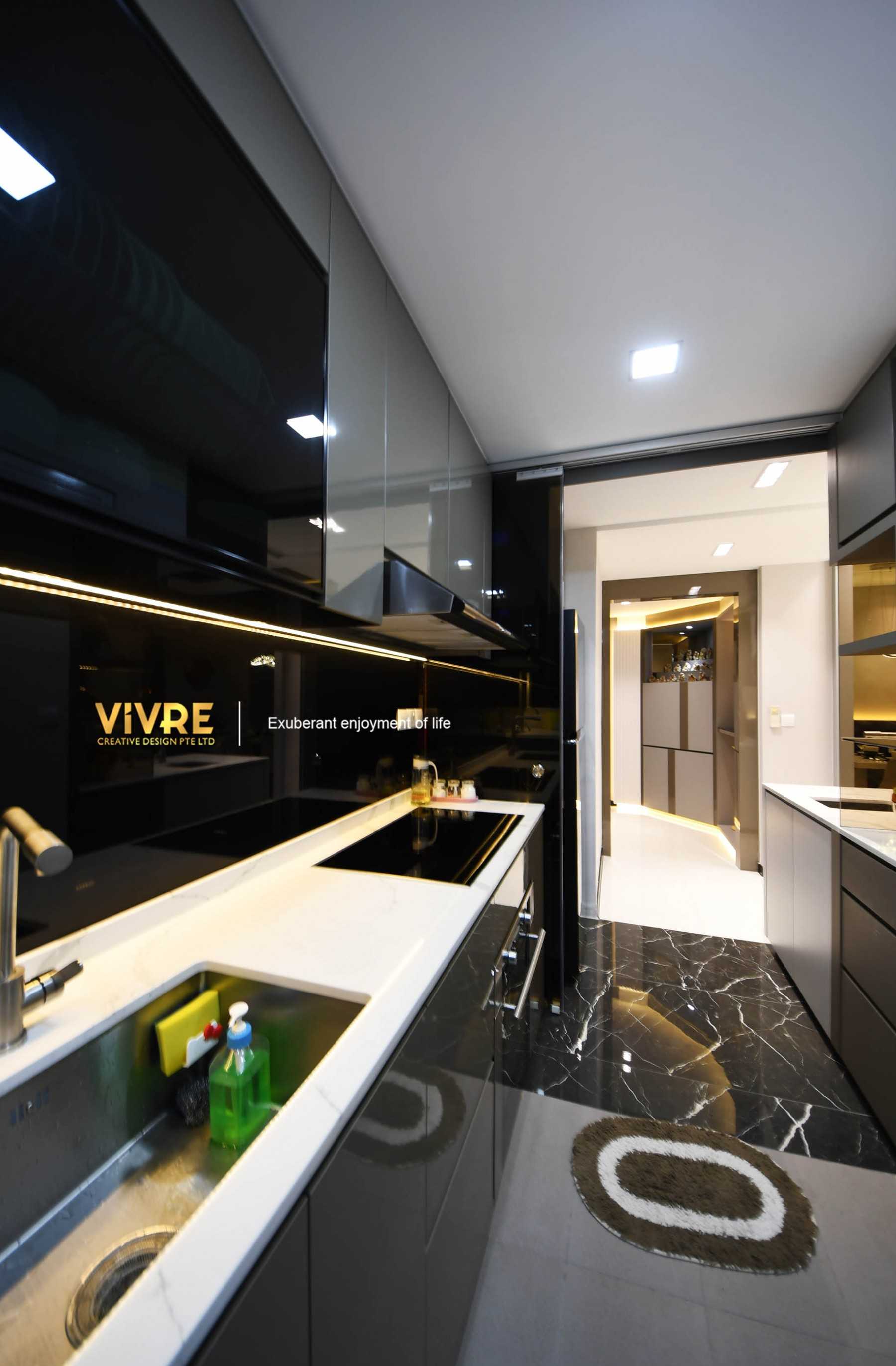 Modern Kitchen with Countertop and Homogeneous Tiles
