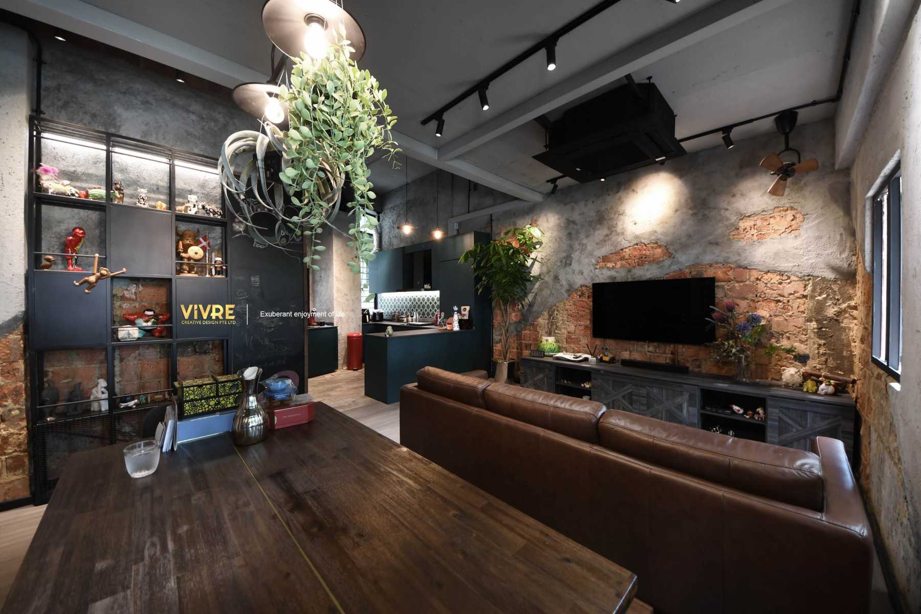 Industrial Living Room with Bookshelf and TV Console