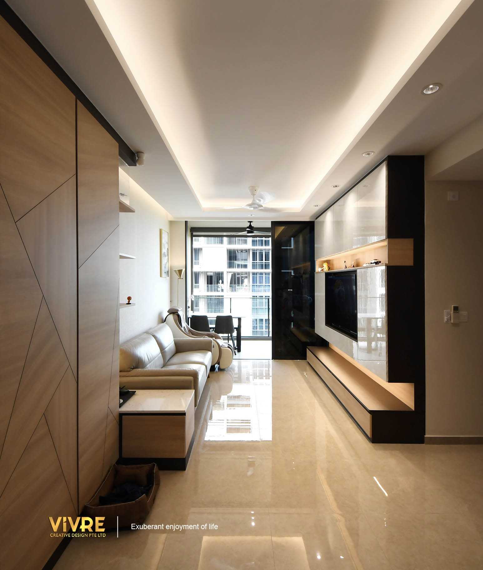 Modern Living Room with Bookshelf and TV Console