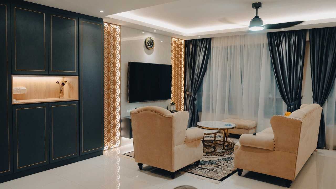 Modern Living Room with TV Console and Feature Wall