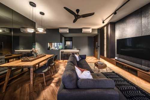 Modern Living Room at Waterbay Condo, Singapore