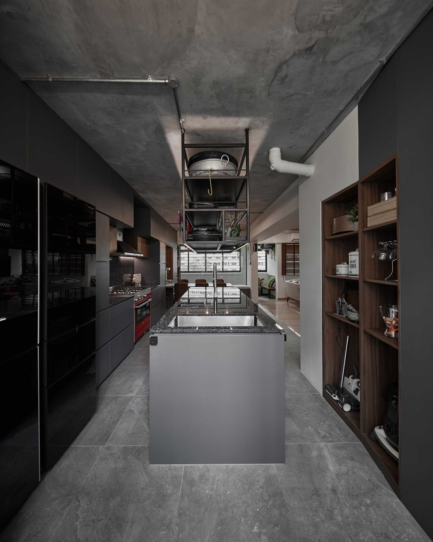Industrial Kitchen with Countertop and Kitchen Island