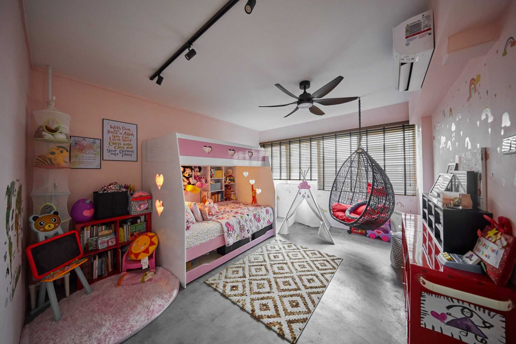 Industrial Kids Room with Bookshelf and Children's Storage