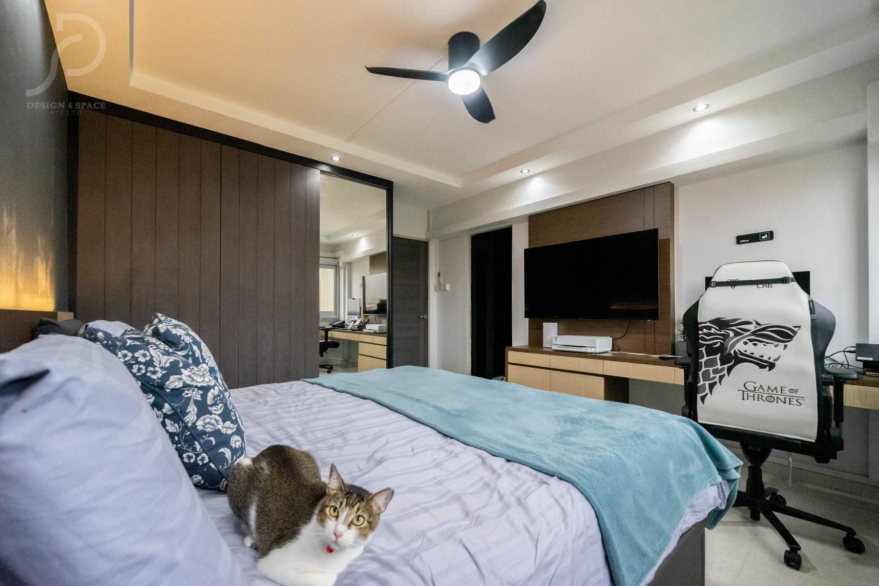 Contemporary Bedroom with Ceiling Light and Wardrobe