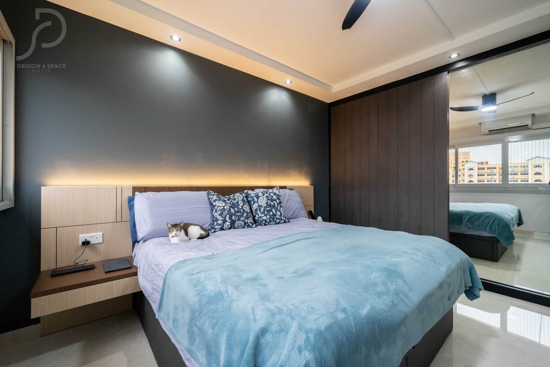 Contemporary Bedroom with Drop Ceiling and Built-in Bed
