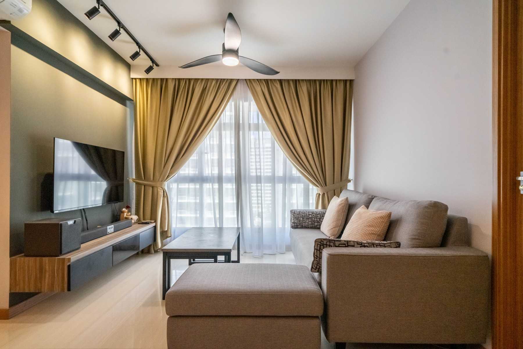 Modern Living Room with TV Console and Feature Wall