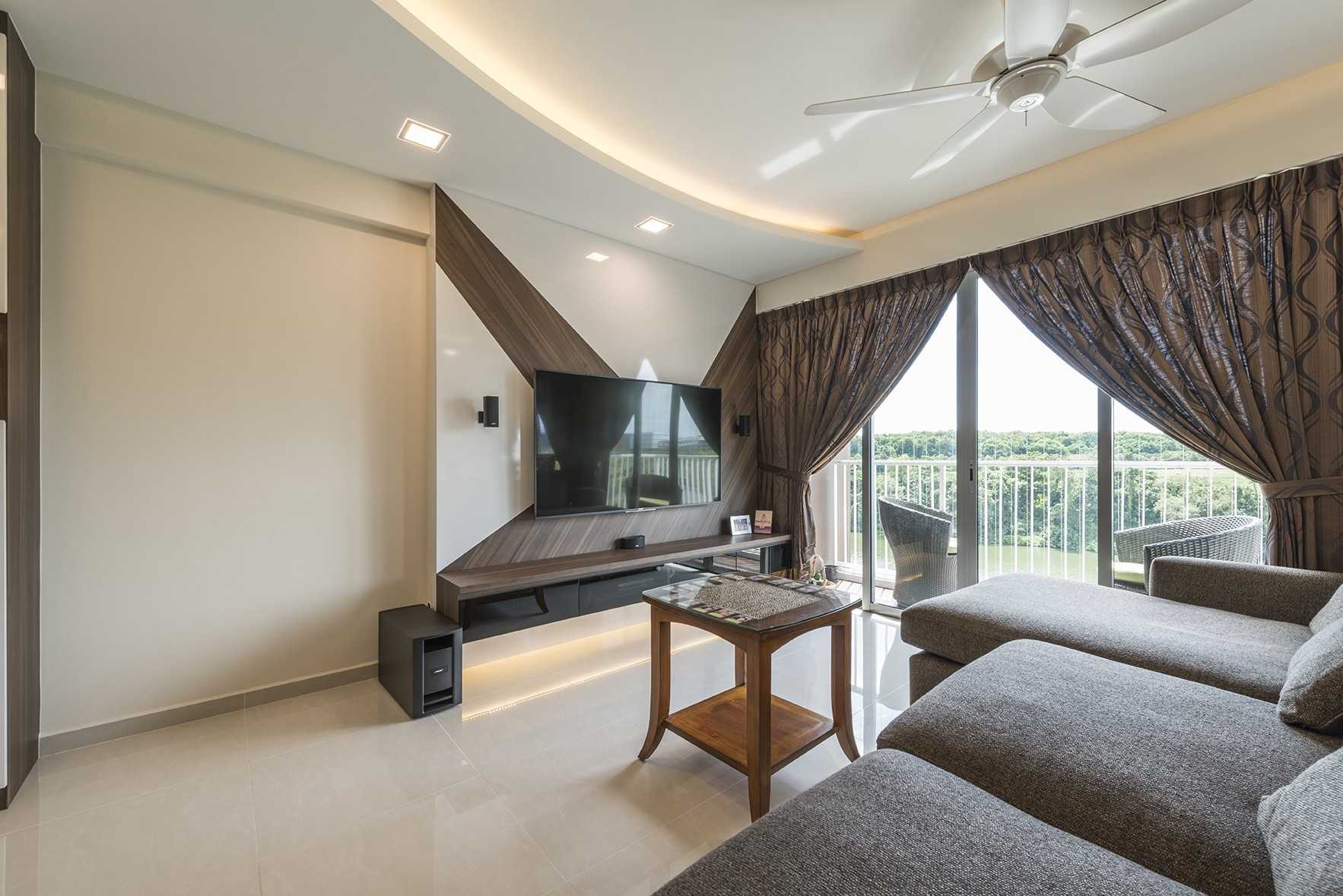 Modern Living Room with TV Console and Feature Wall