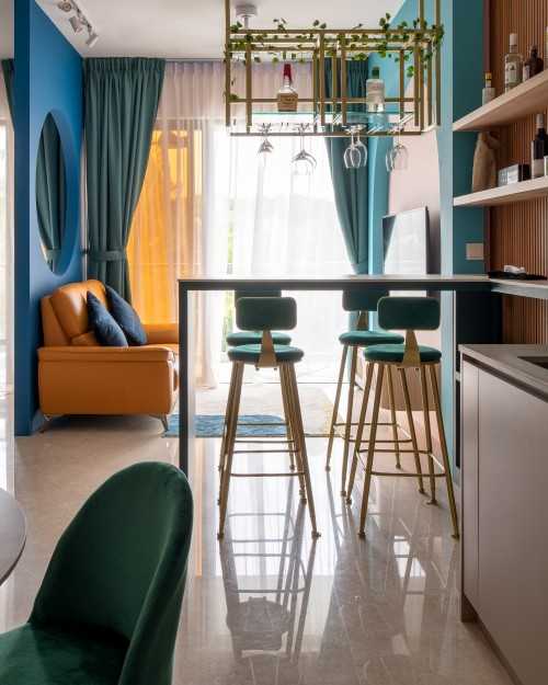 Eclectic Living Room at Seaside Residence