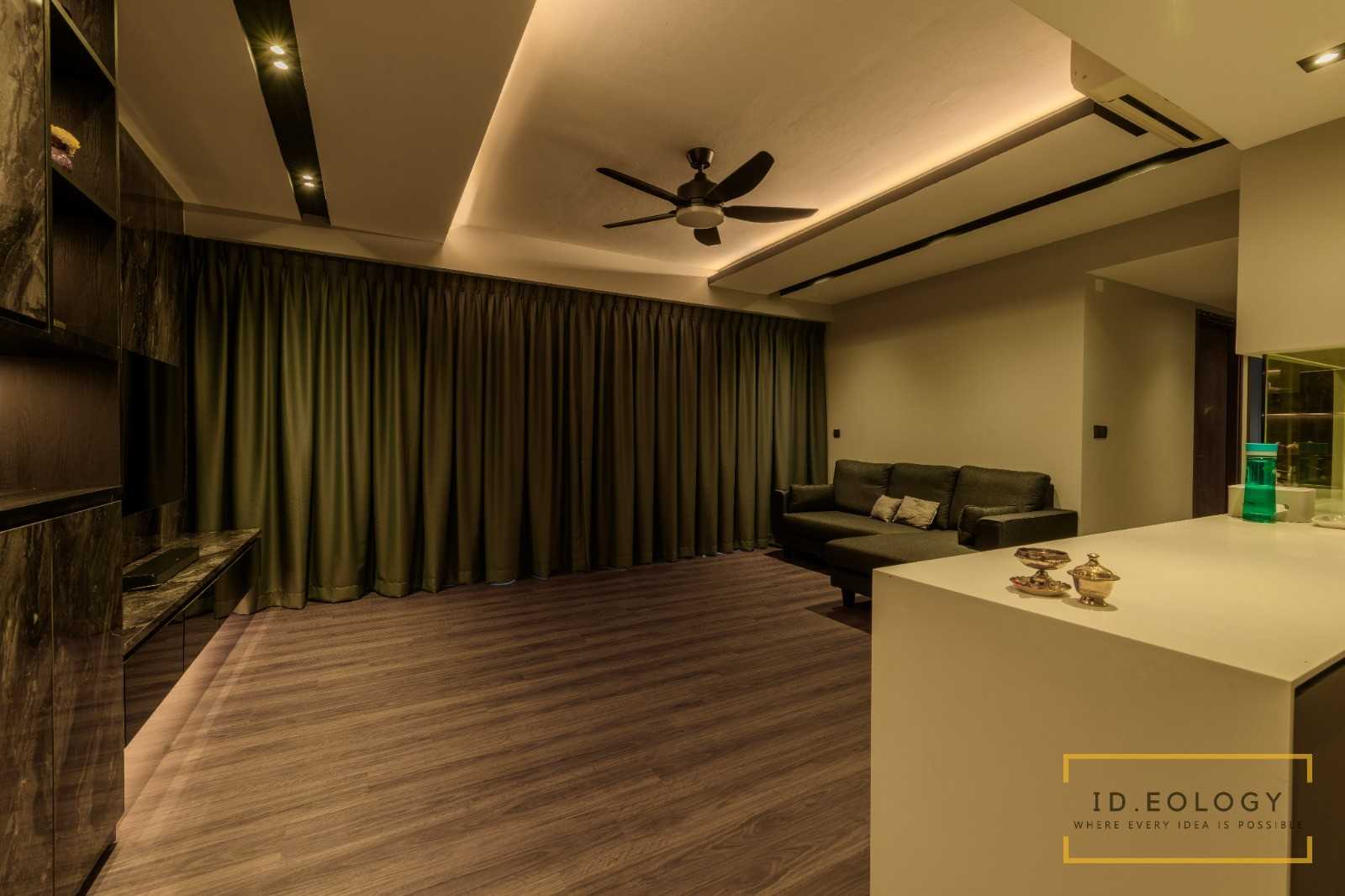 Modern Living Room with Cement Floor and Marble Floor