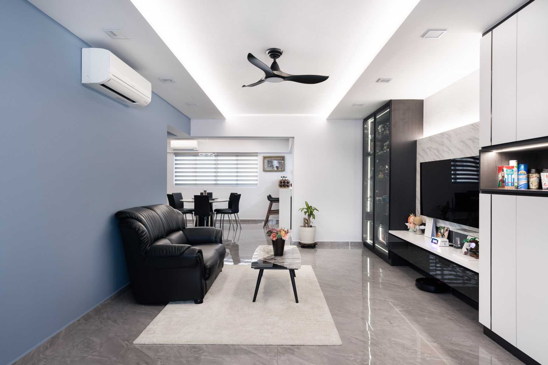 Contemporary Living Room with Feature Wall and Sofa