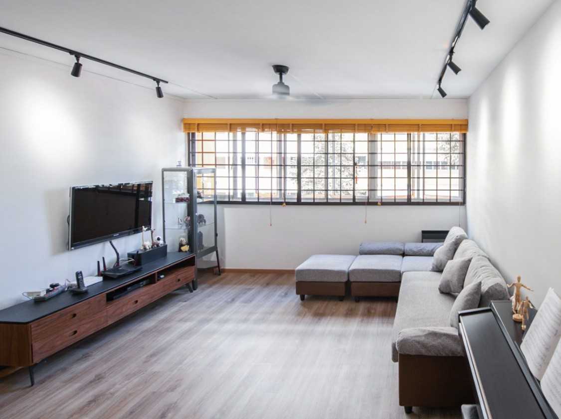 Scandinavian Living Room with TV Console and Sofa