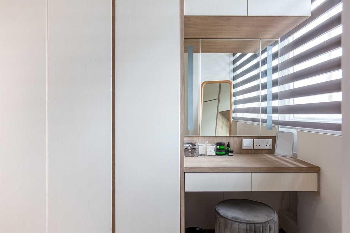 Scandinavian Bedroom with Mirror and Wardrobe