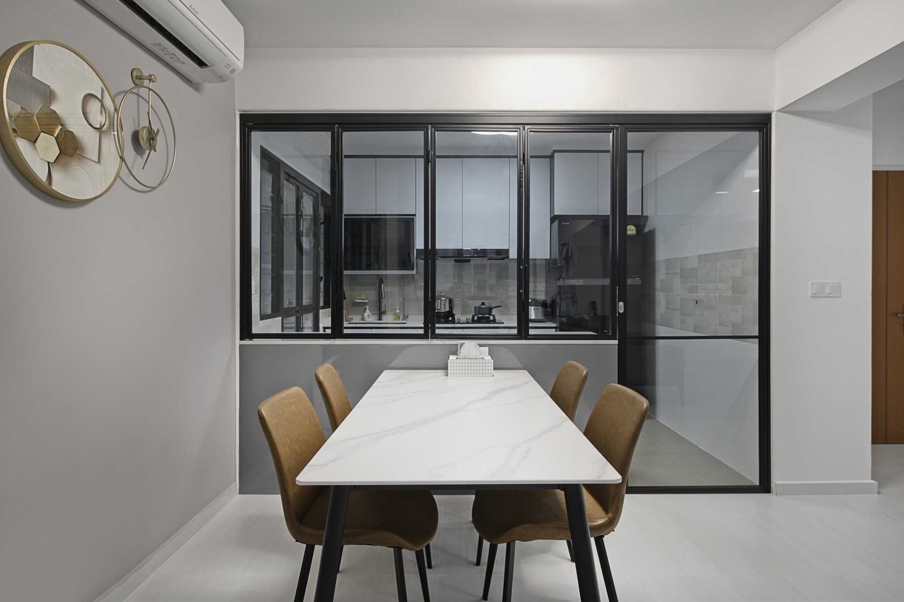 Modern Dining Room with Ceiling Light and Dining Table