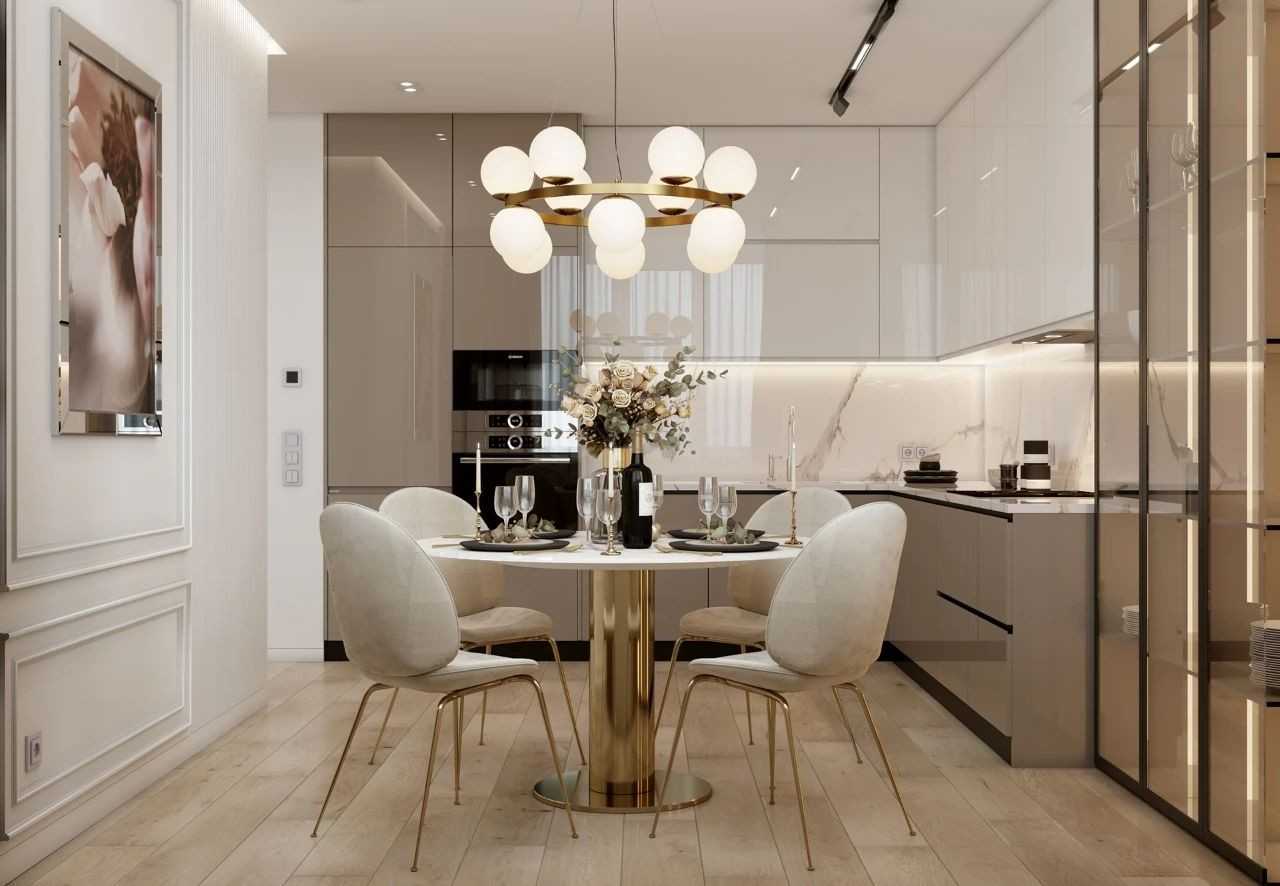 Contemporary Kitchen with Countertop and Wood Flooring