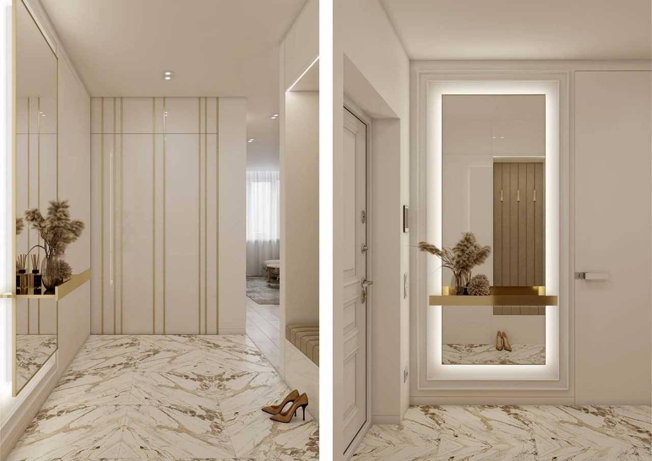 Contemporary Entryway with Mirror and Shoe Cabinets