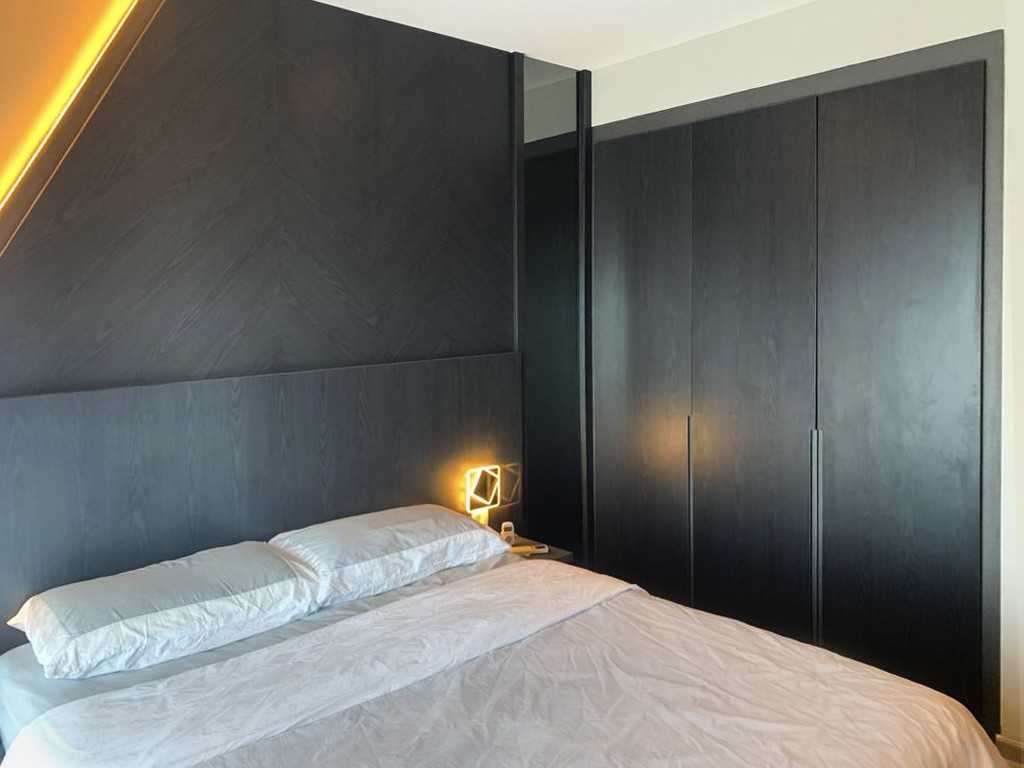 Modern Bedroom with Wardrobe and Bedside Table
