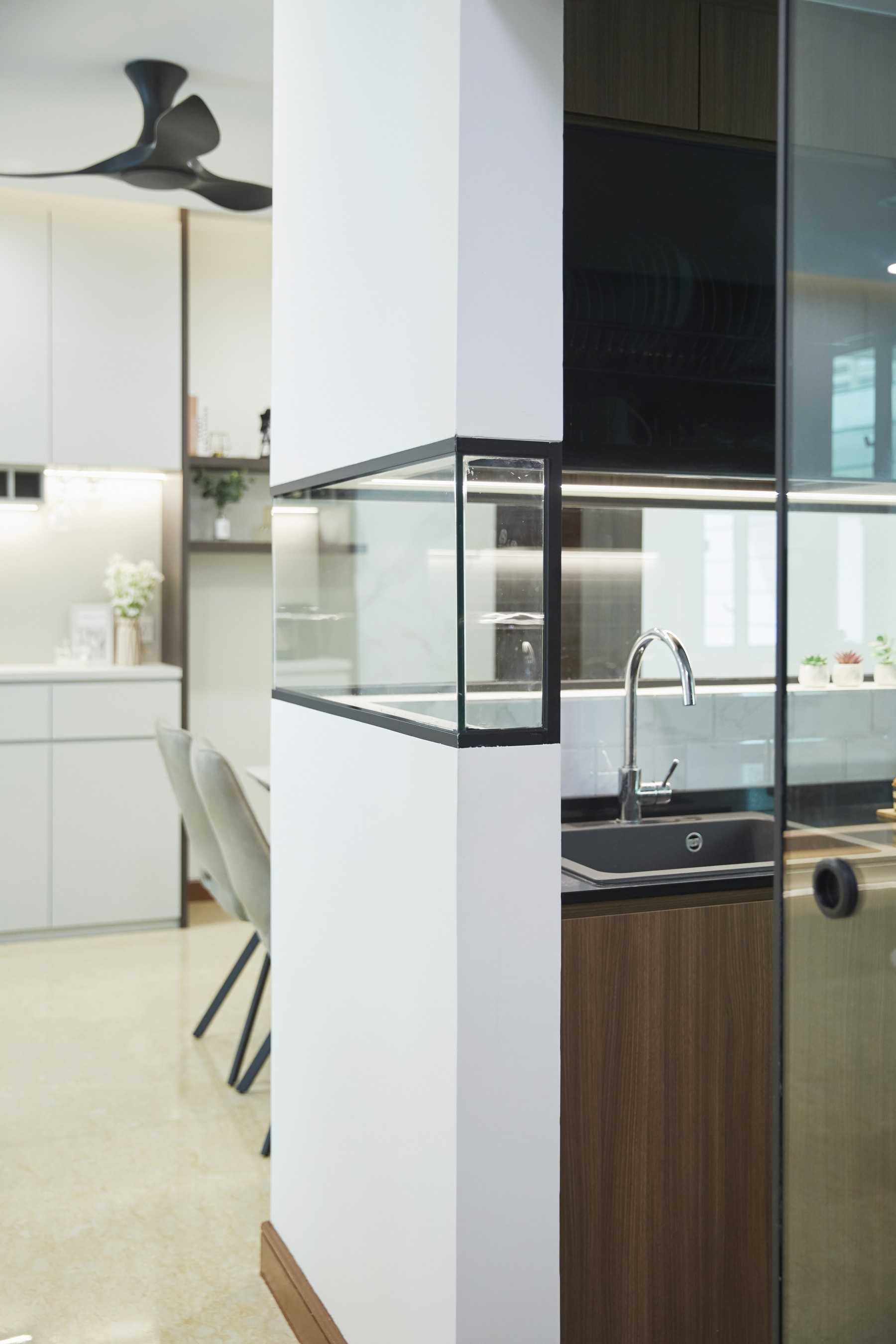 Scandinavian Kitchen with Mirror and Kitchen Accessories