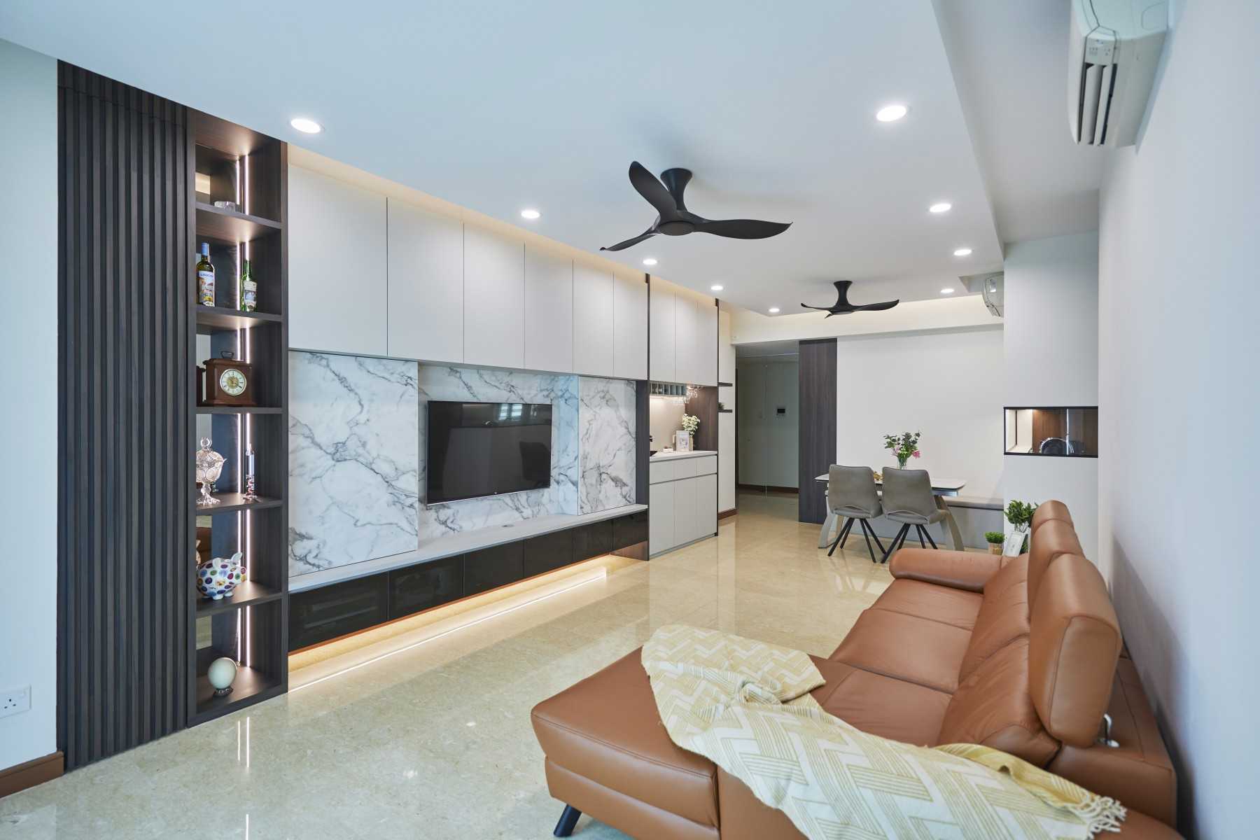 Scandinavian Living Room with Wardrobe and Sofa