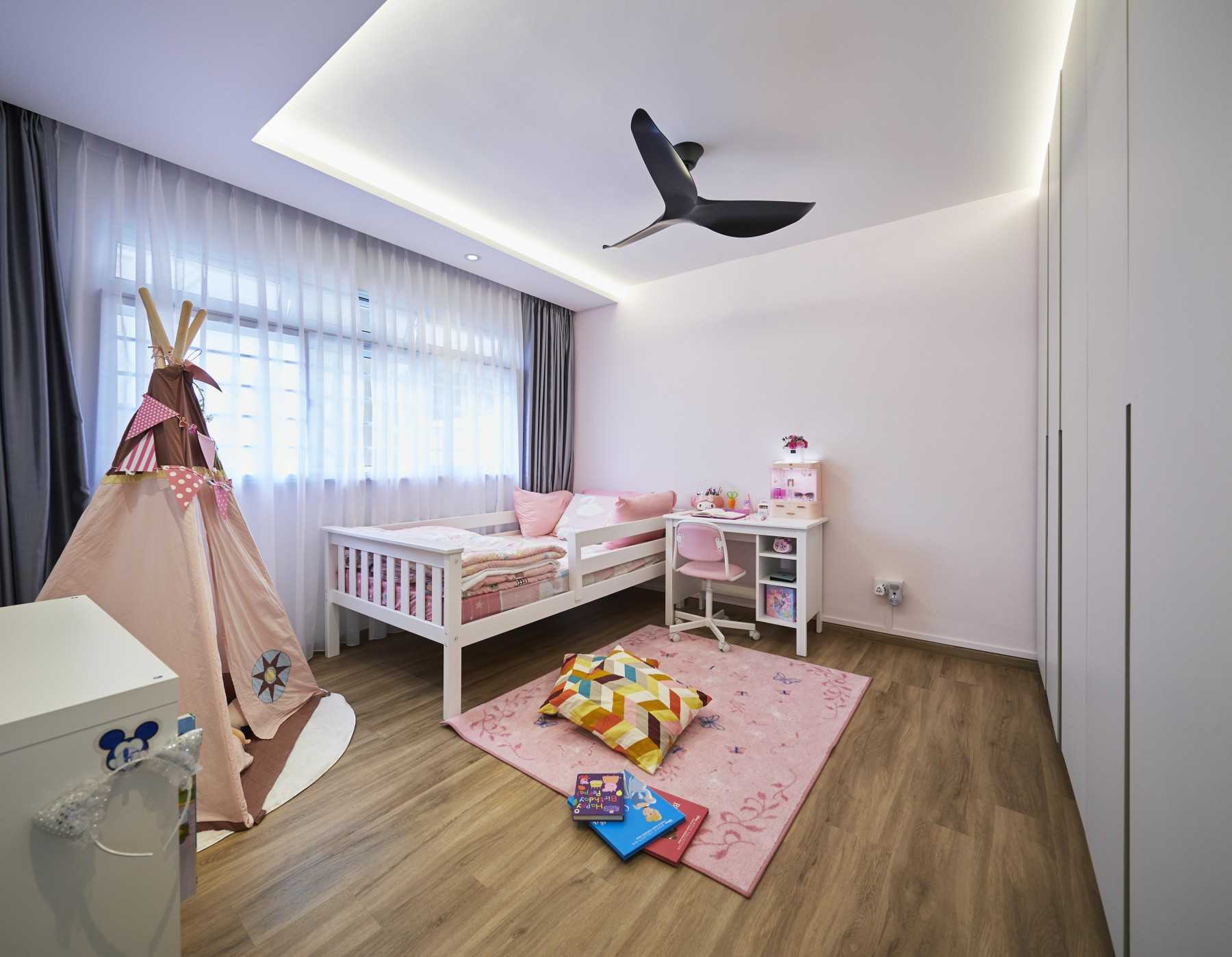 Modern Kids Room with Wardrobe and Paintings
