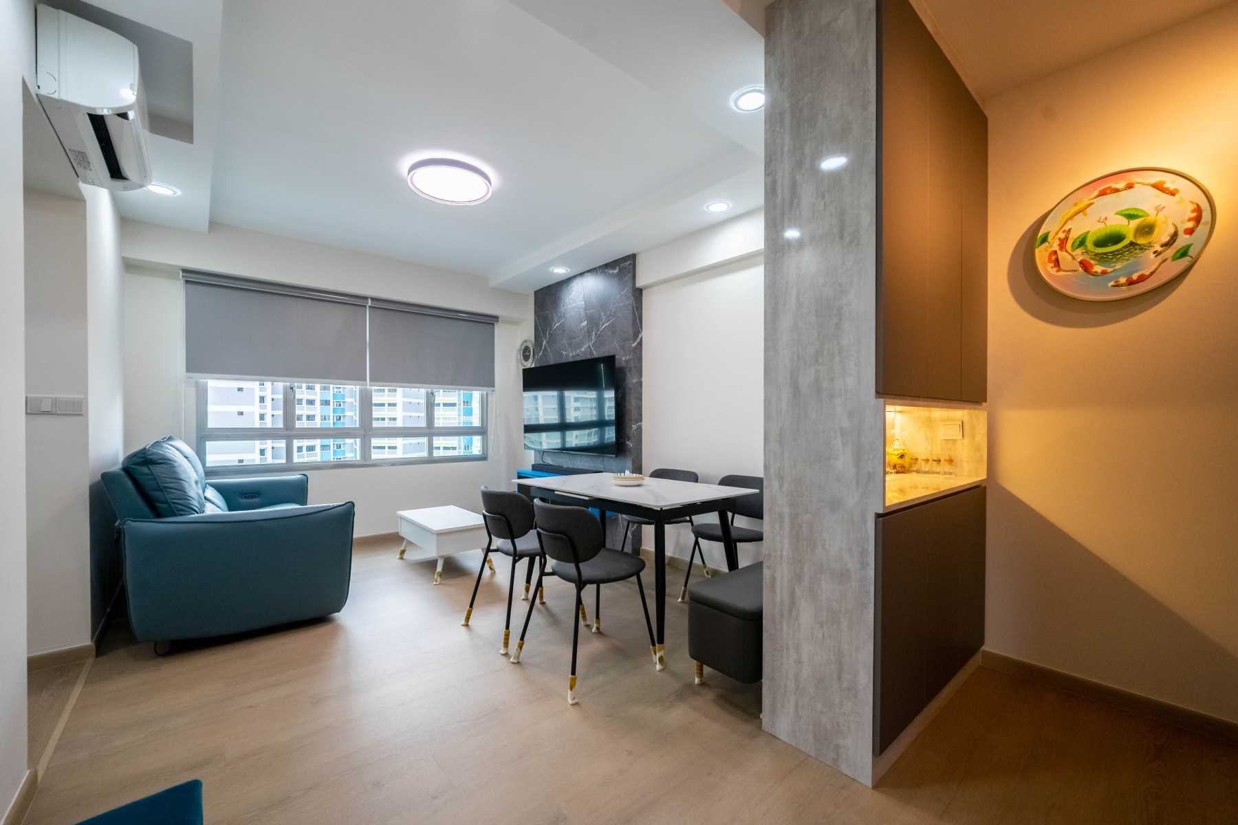 Contemporary Living Room with TV Console and Sofa