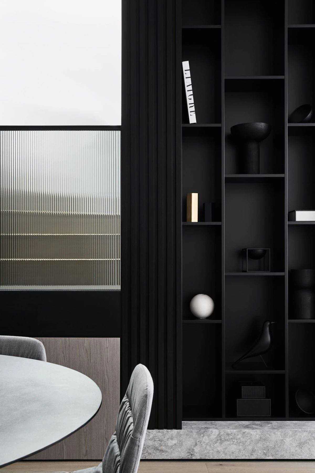 Contemporary Study with Bookshelf and Vinyl Flooring