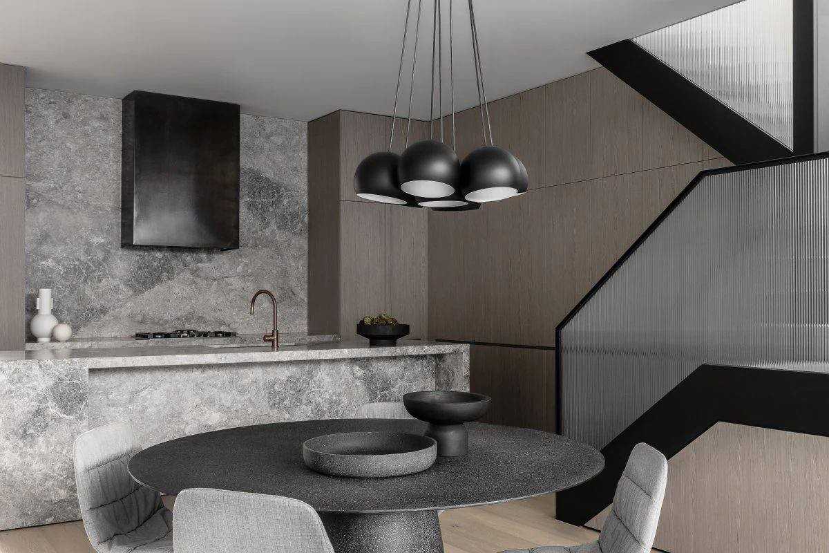 Contemporary Kitchen with Vinyl Flooring and Parquet Floor