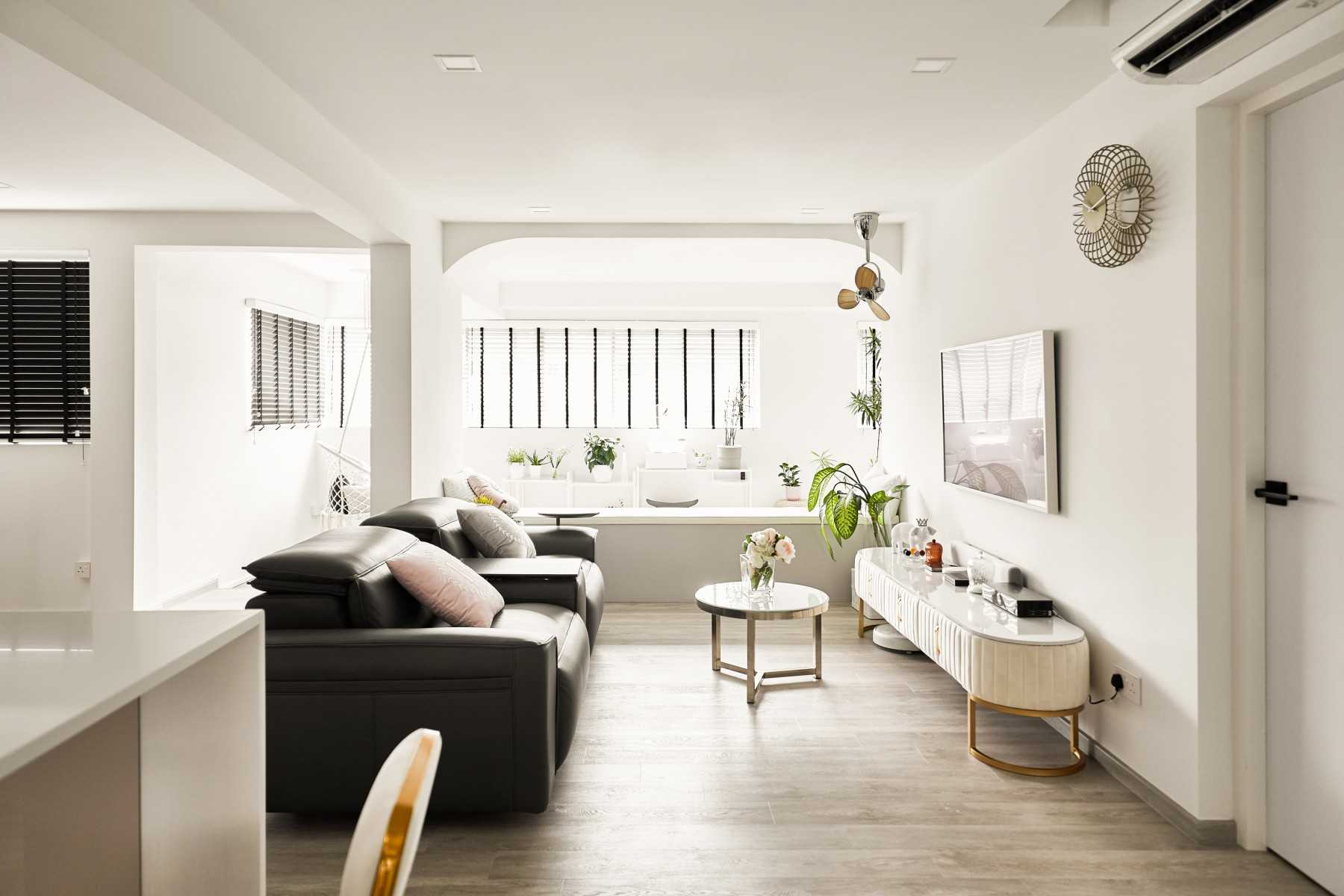 Modern Living Room with Settee and Ceiling Light