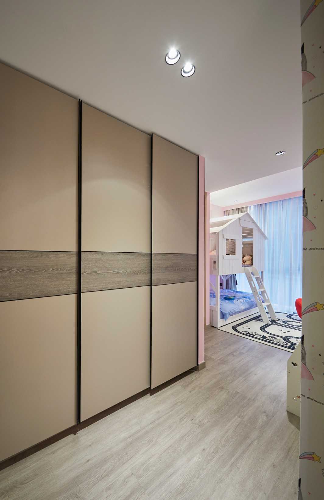 Modern Kids Room with Wardrobe and Storage Cabinets