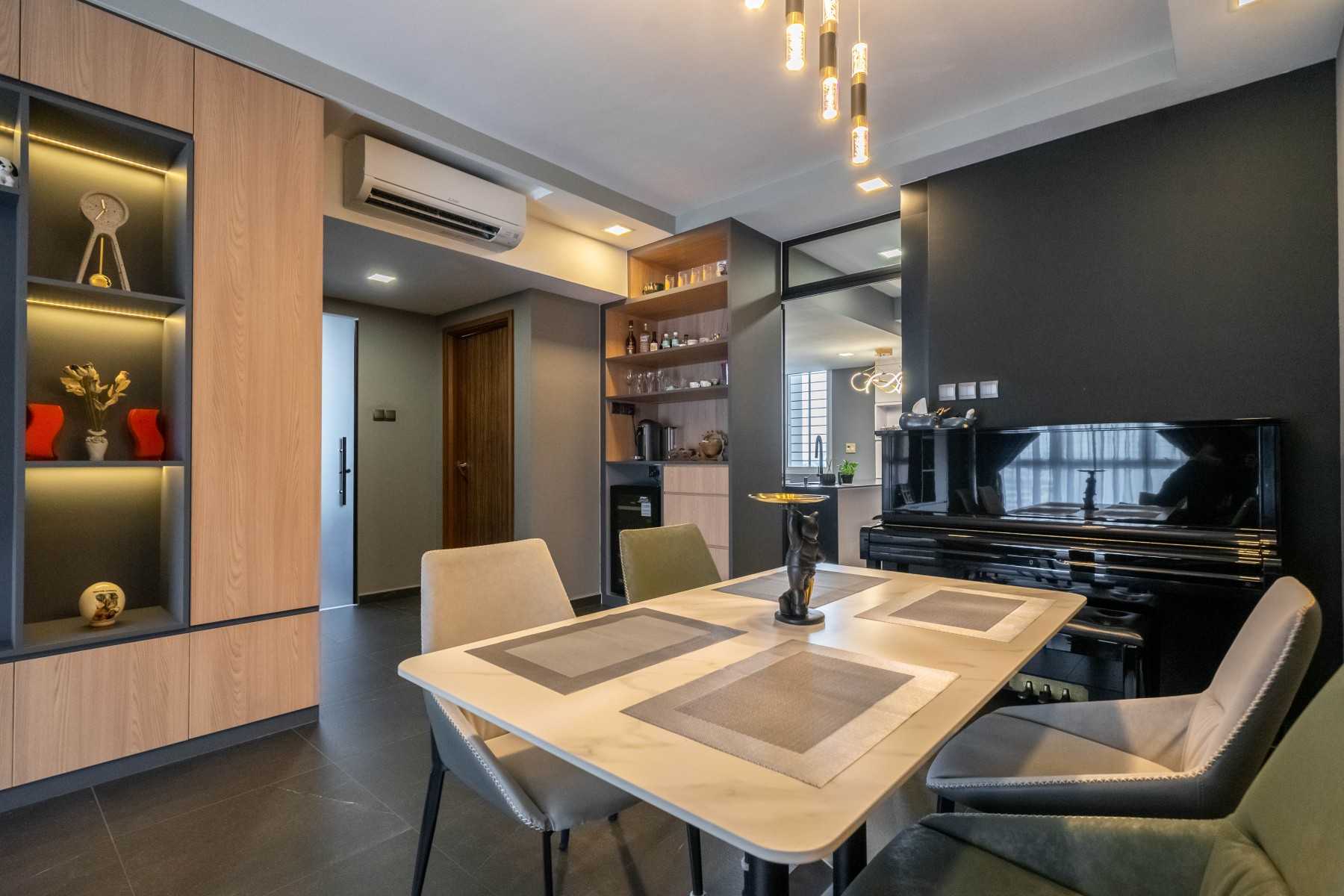 Modern Dining Room with Ceiling Light and Dining Table