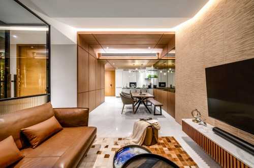 Contemporary Living Room at Marina One Residences, Singapore
