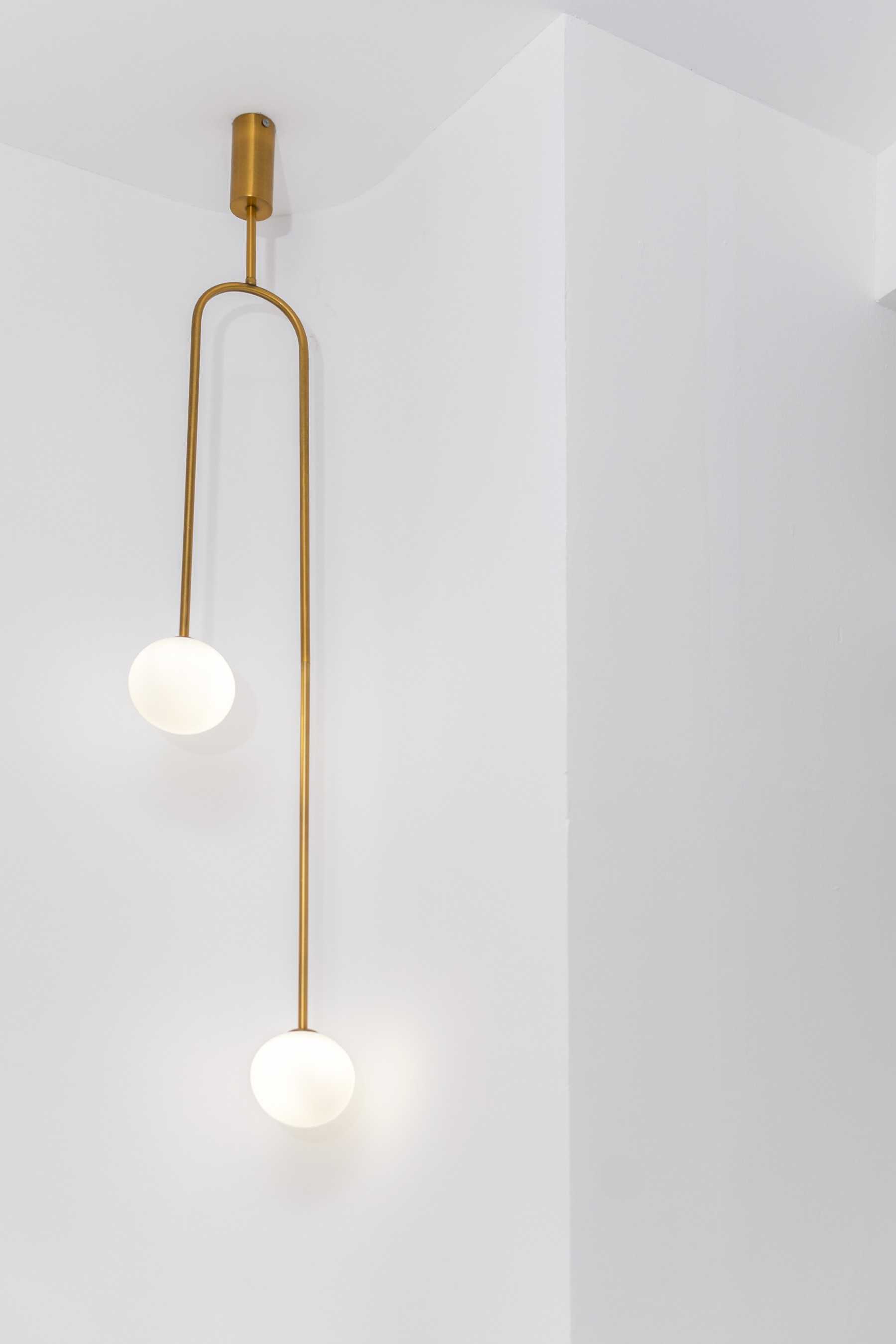 Minimalist Office with Drop Light and Lighting