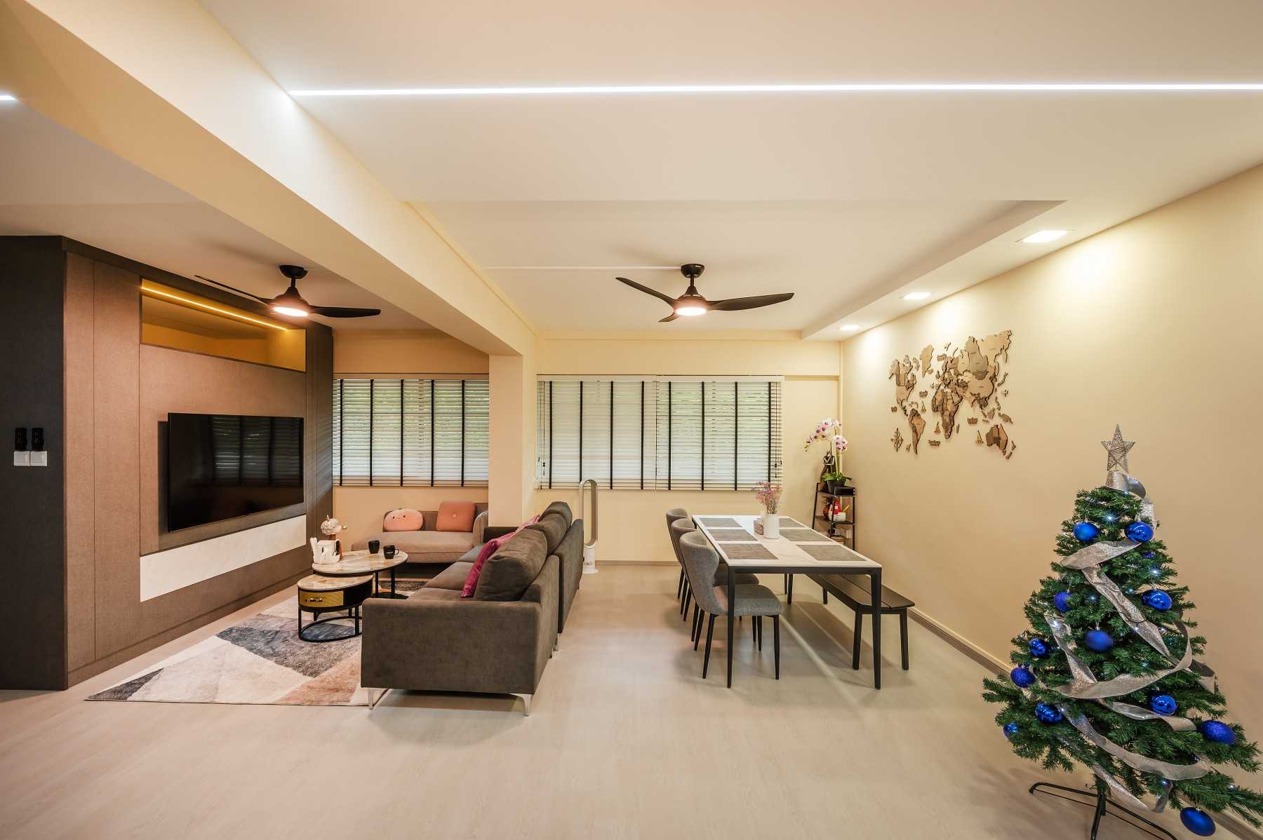 Contemporary Living Room with Vinyl Flooring and TV Console