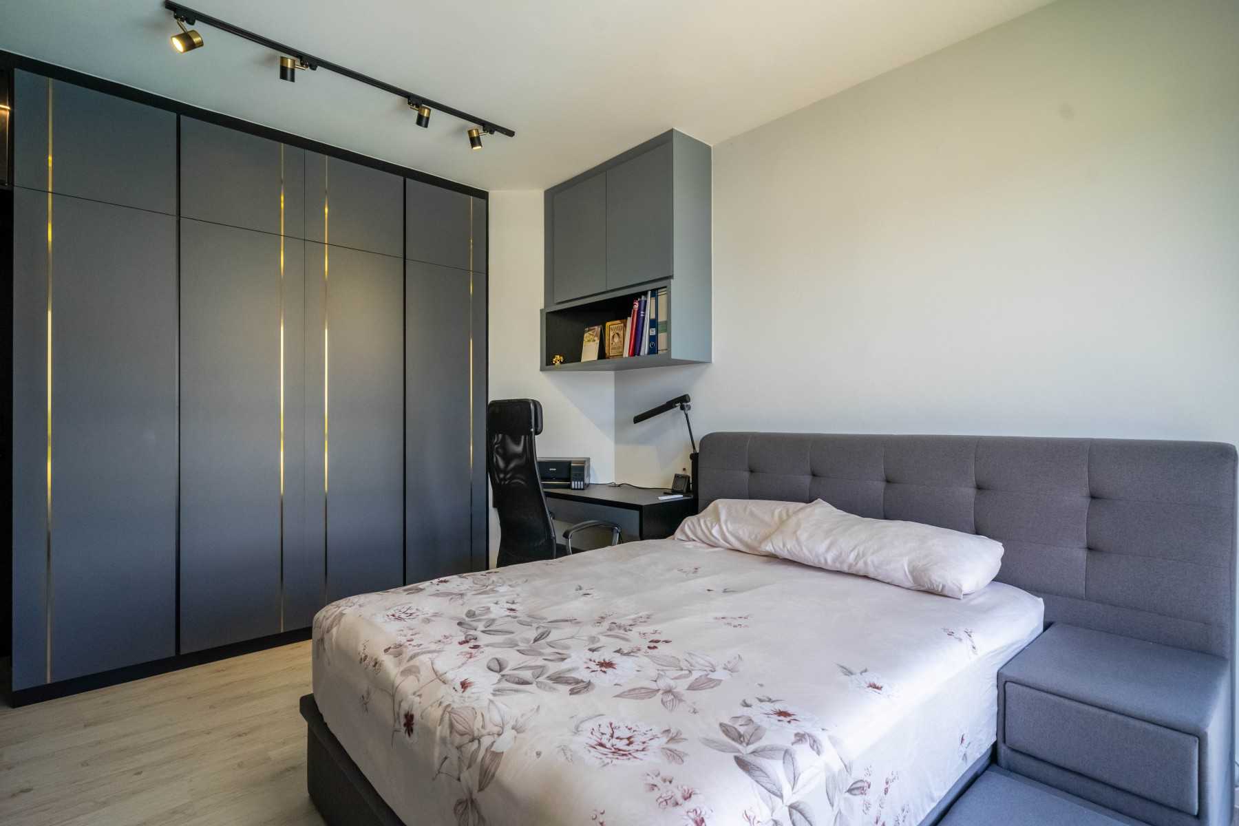 Contemporary Bedroom with Platform Bed and Wardrobe