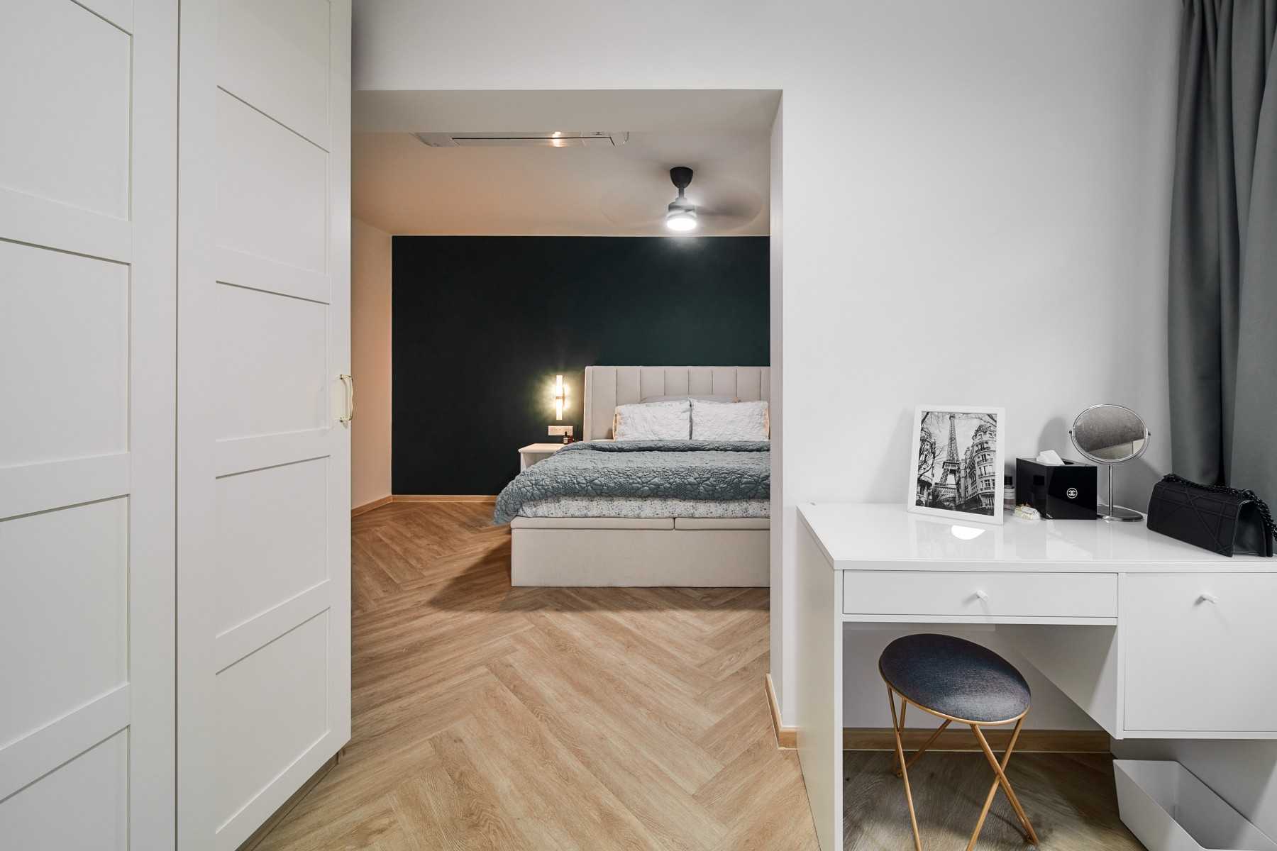 Contemporary Bedroom with Closet and Queen Bed