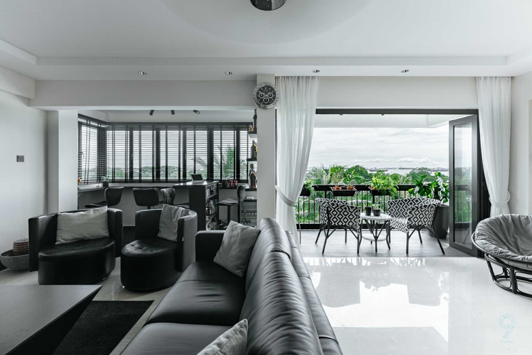 Modern Living Room with Settee and Homogeneous Tiles