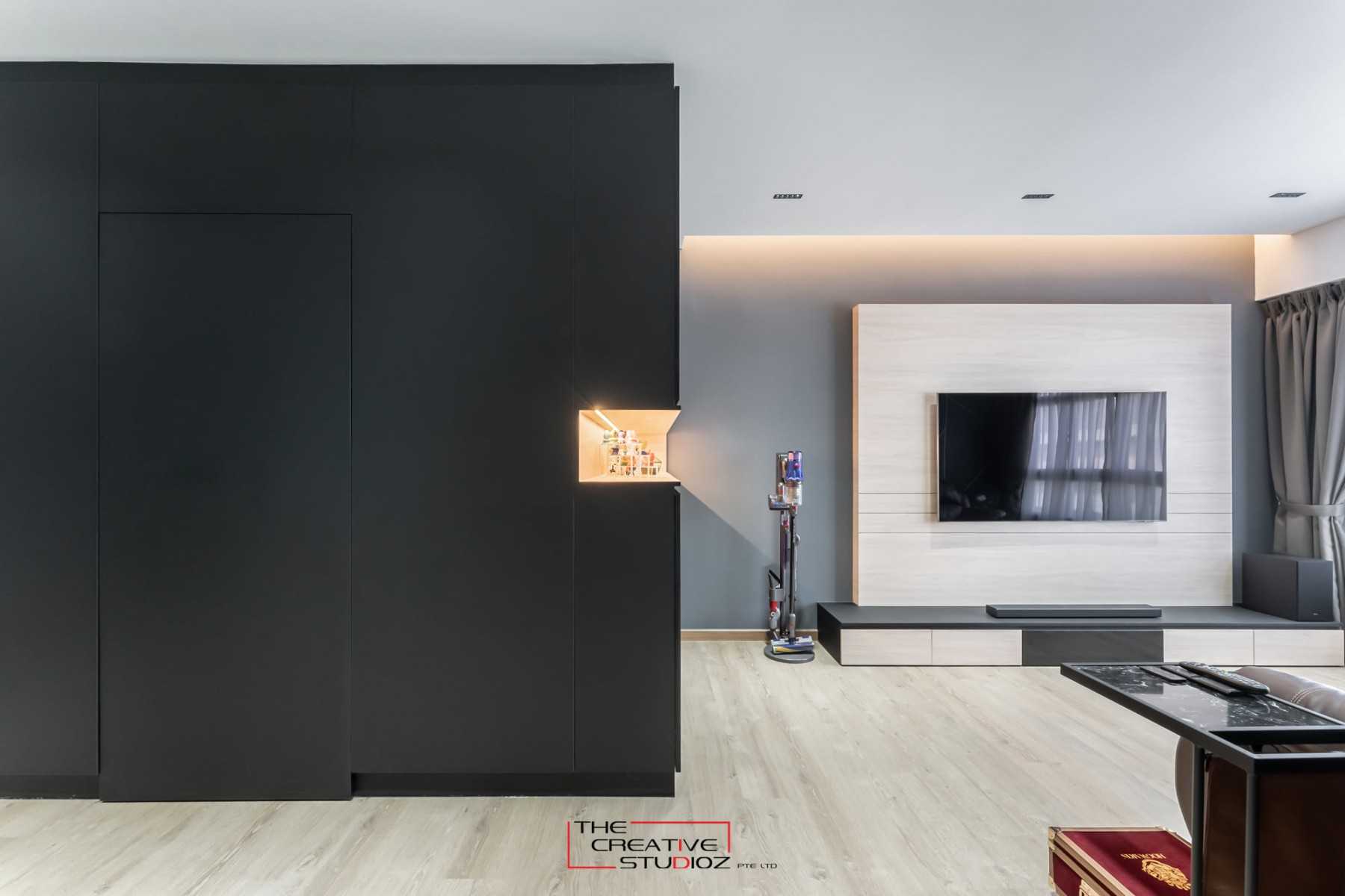 Modern Living Room with TV Console and Feature Wall