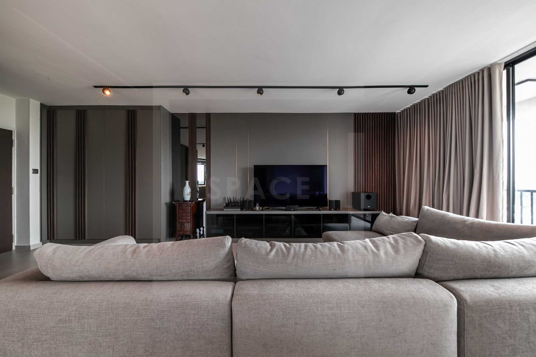 Contemporary Living Room with TV Console and Sofa