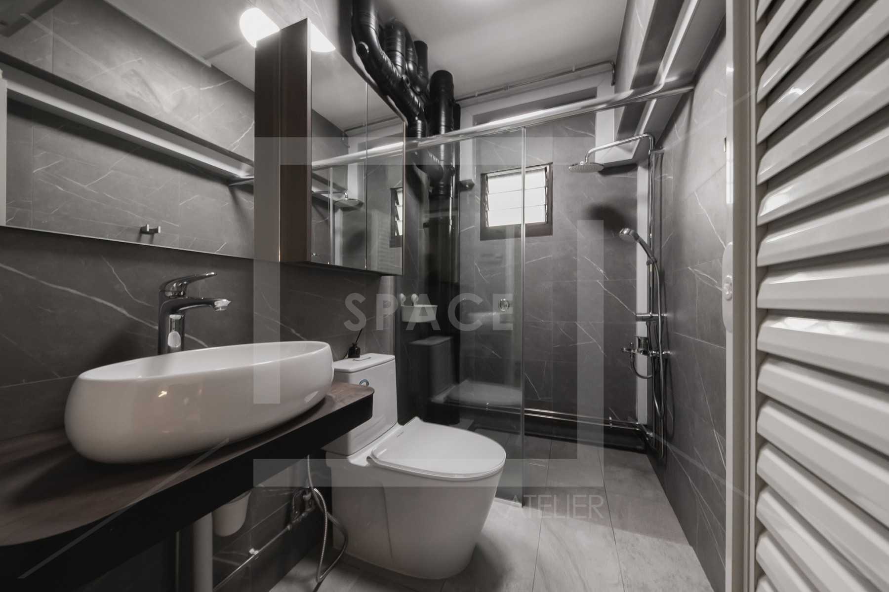 Scandinavian Bathroom with Mirror and Shower Screen