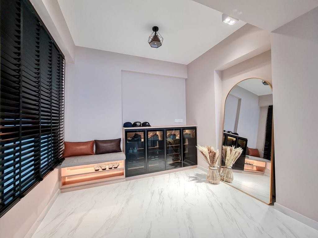 Modern Foyer with Artwork and Console Table