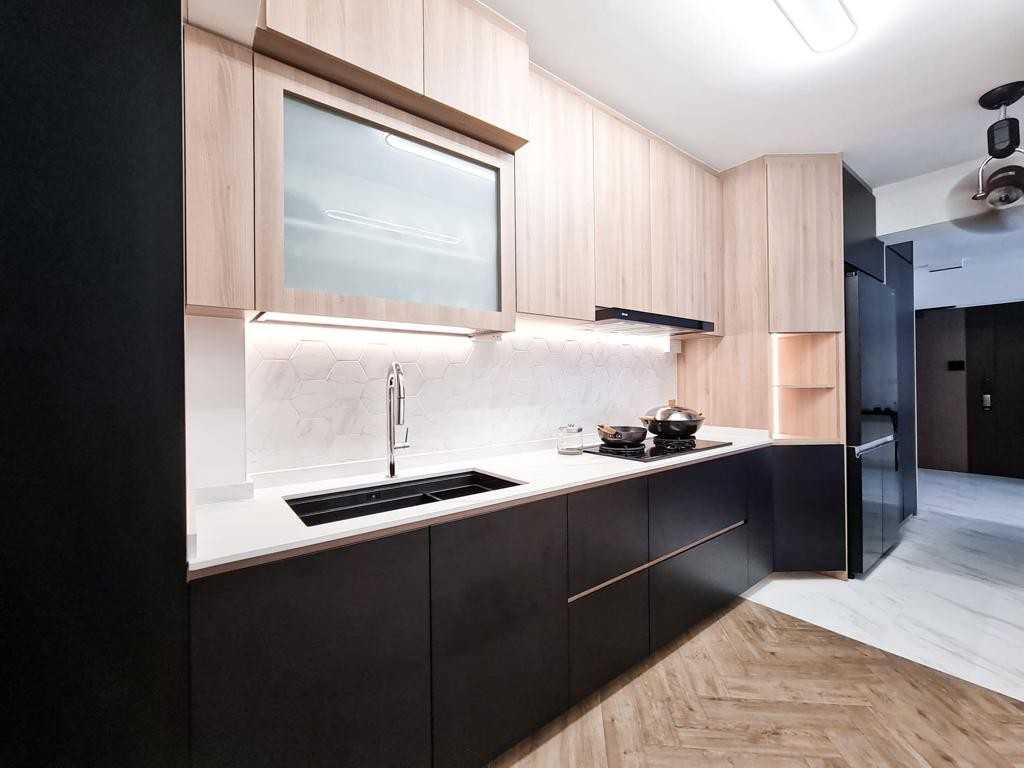 Modern Kitchen with Countertop and Vinyl Flooring