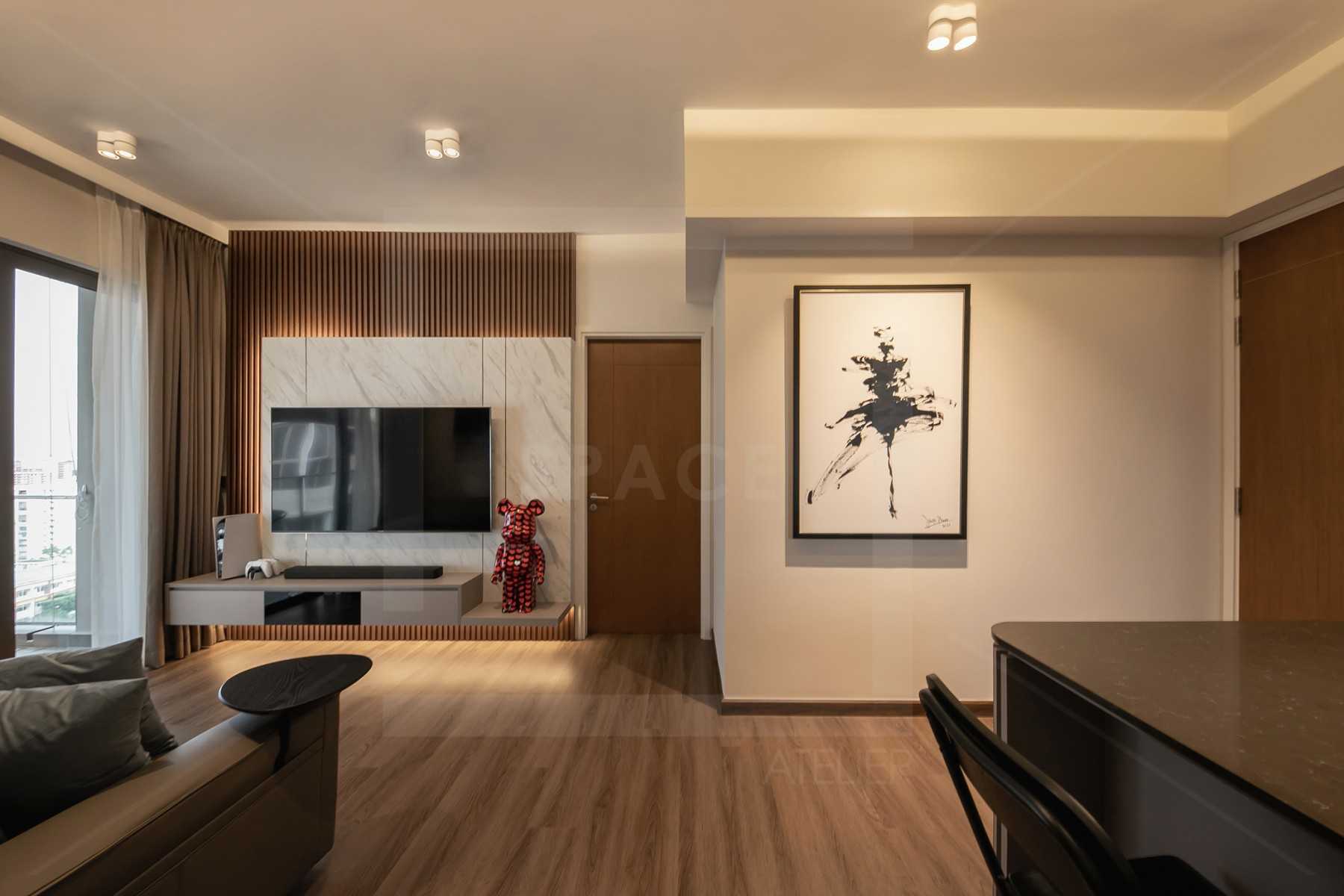 Modern Living Room with Vinyl Flooring and TV Console