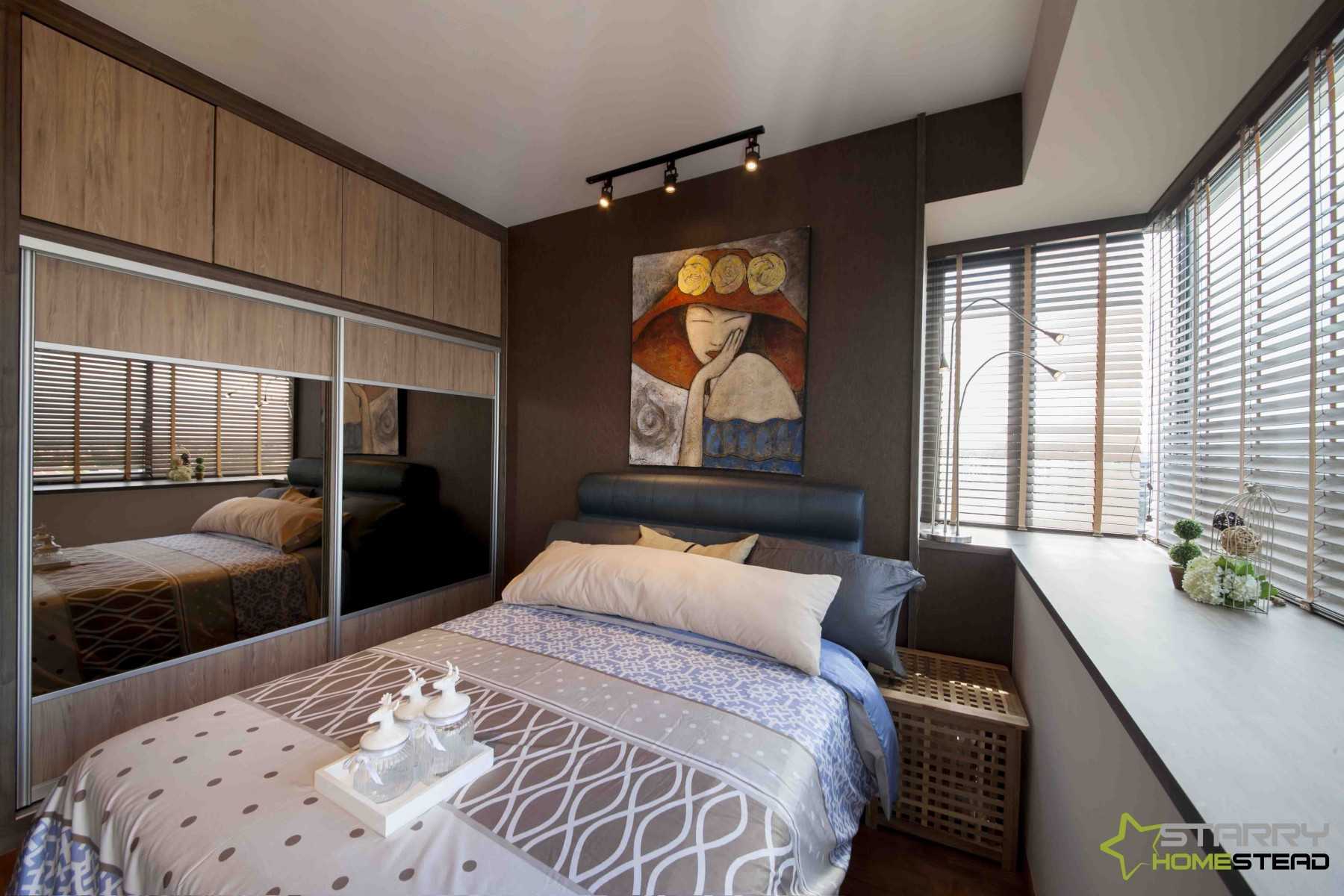 Contemporary Bedroom with Bay Window and Wardrobe