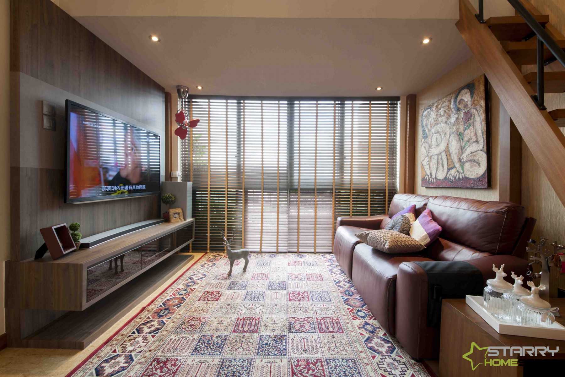Contemporary Living Room with TV Console and TV
