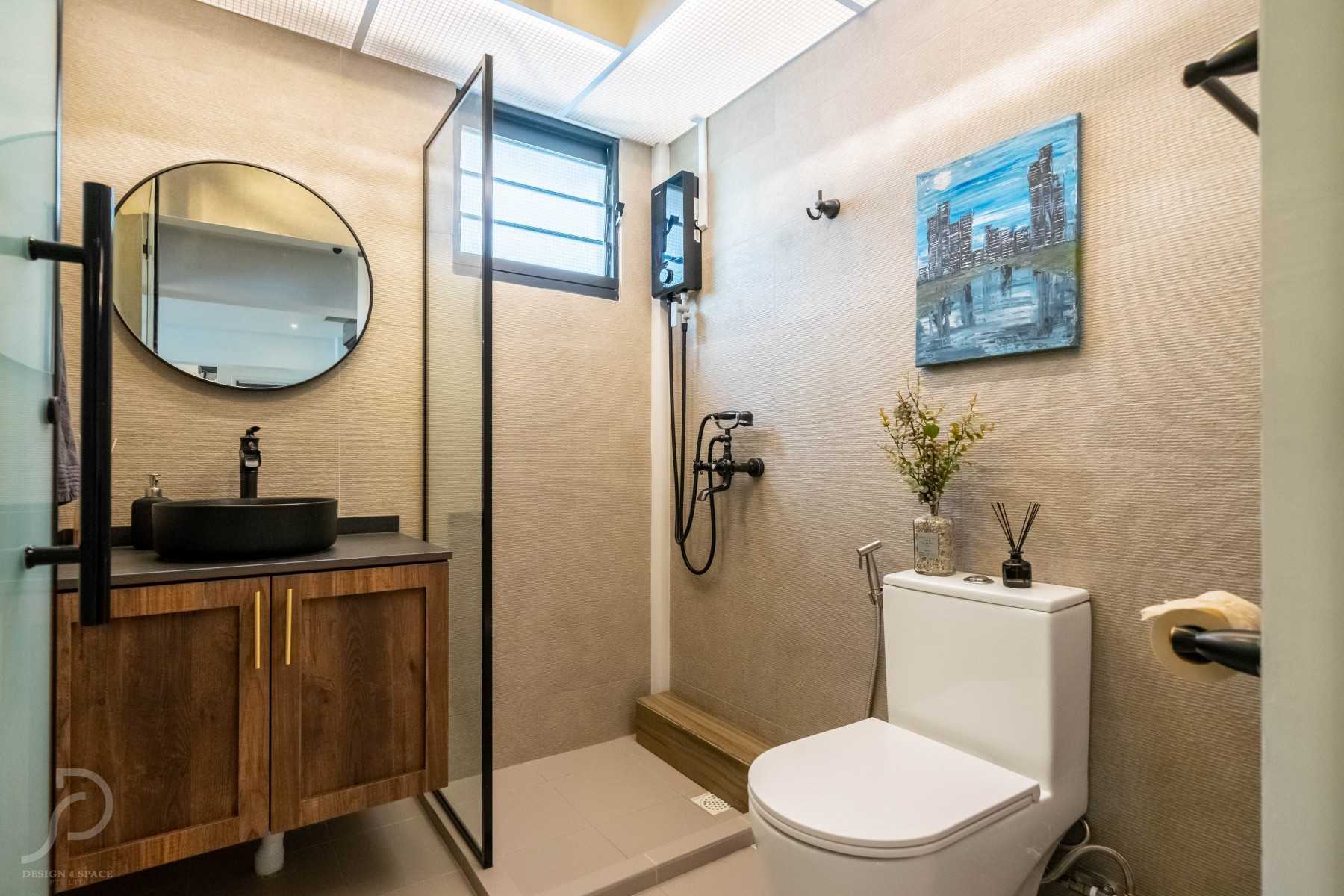 Modern Bathroom with Vinyl Flooring and Homogeneous Tiles