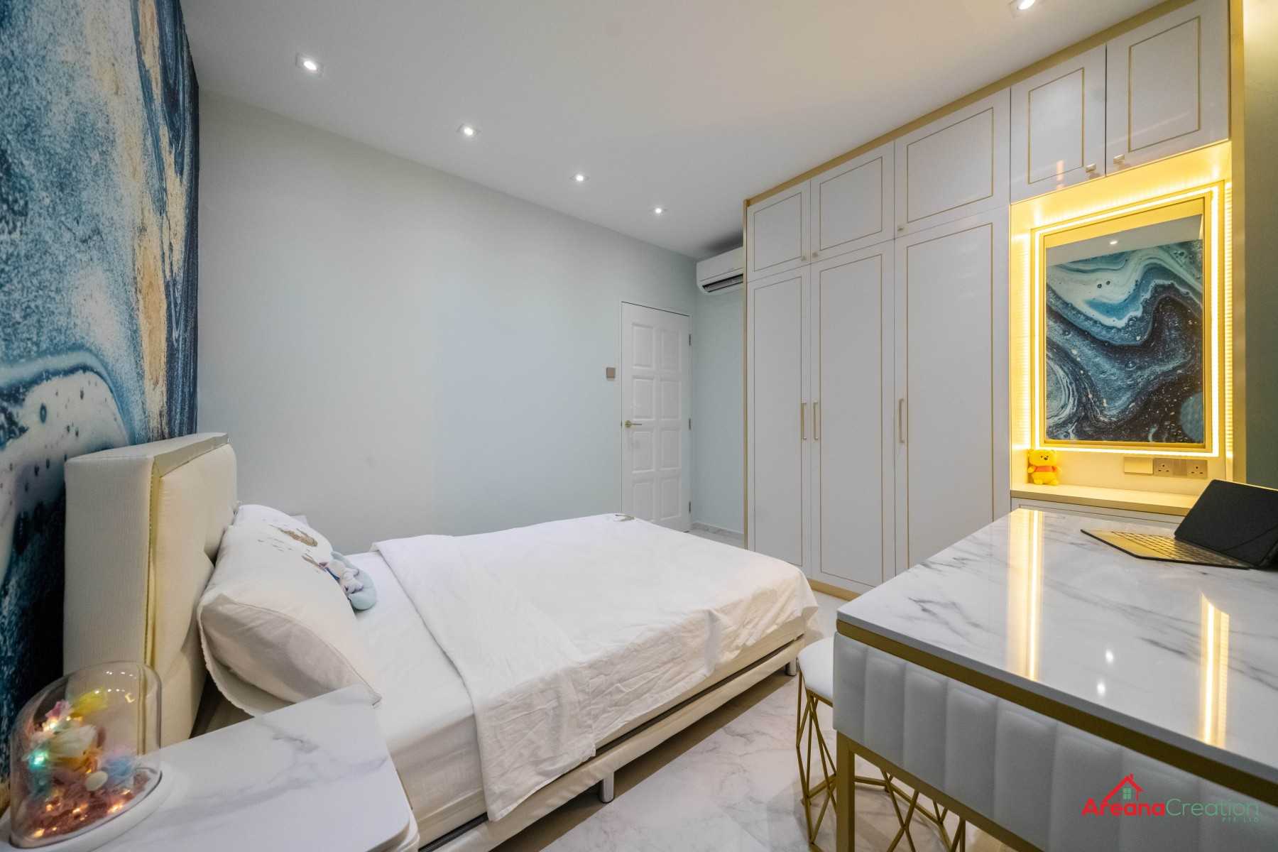 Modern Bedroom with Wood Flooring and Wardrobe