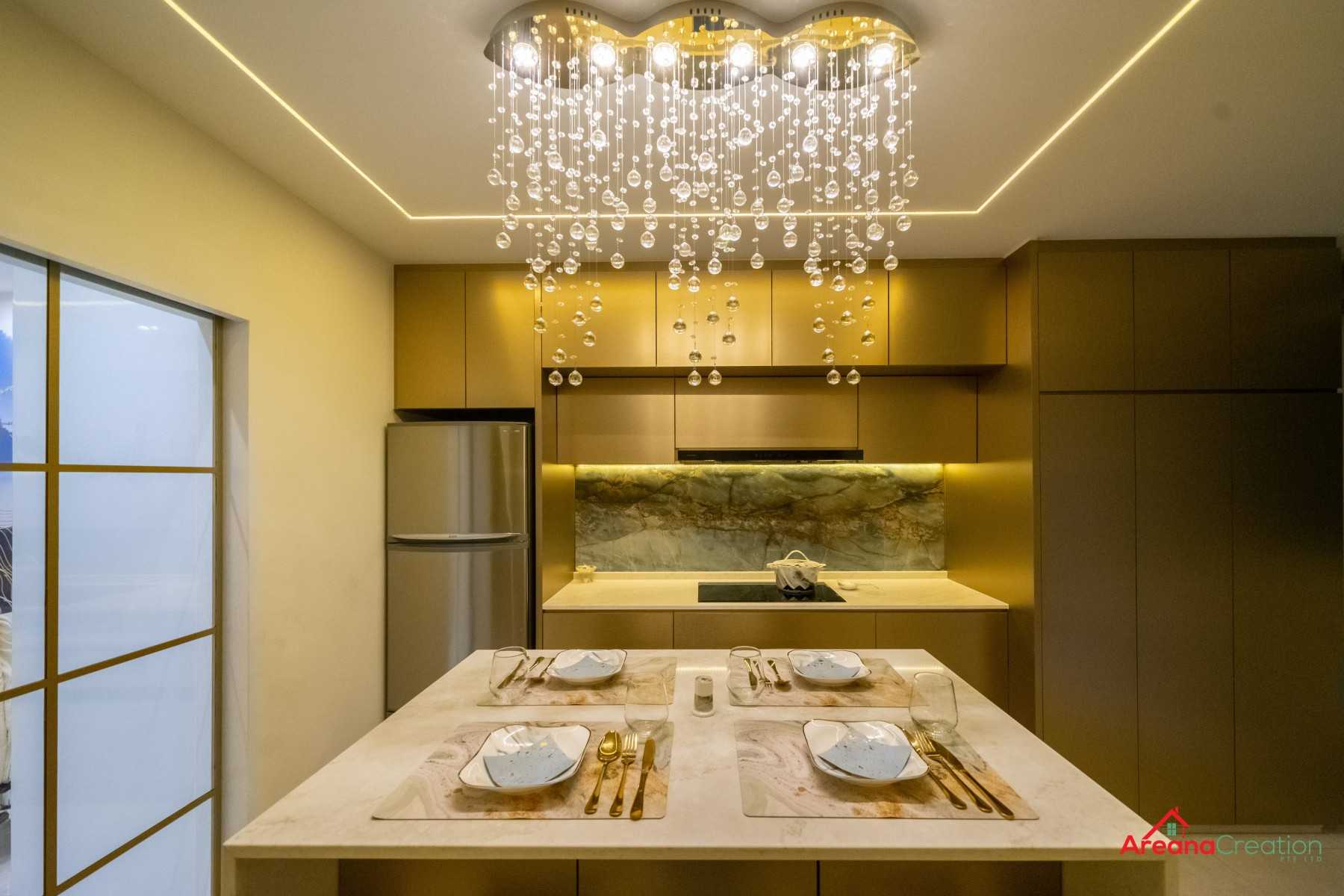 Modern Kitchen with Wood Flooring and Kitchen Window