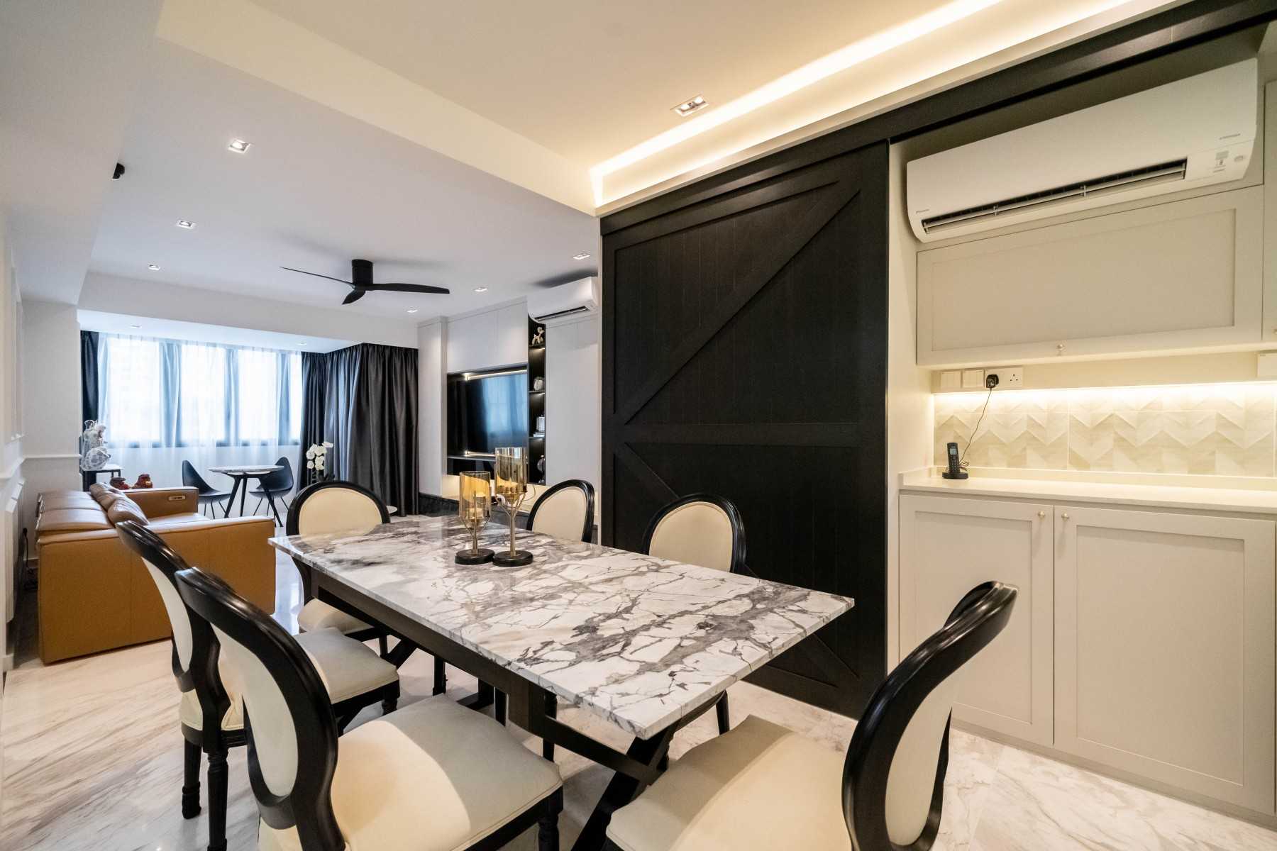 Contemporary Dining Room with Downlights and Dining Table