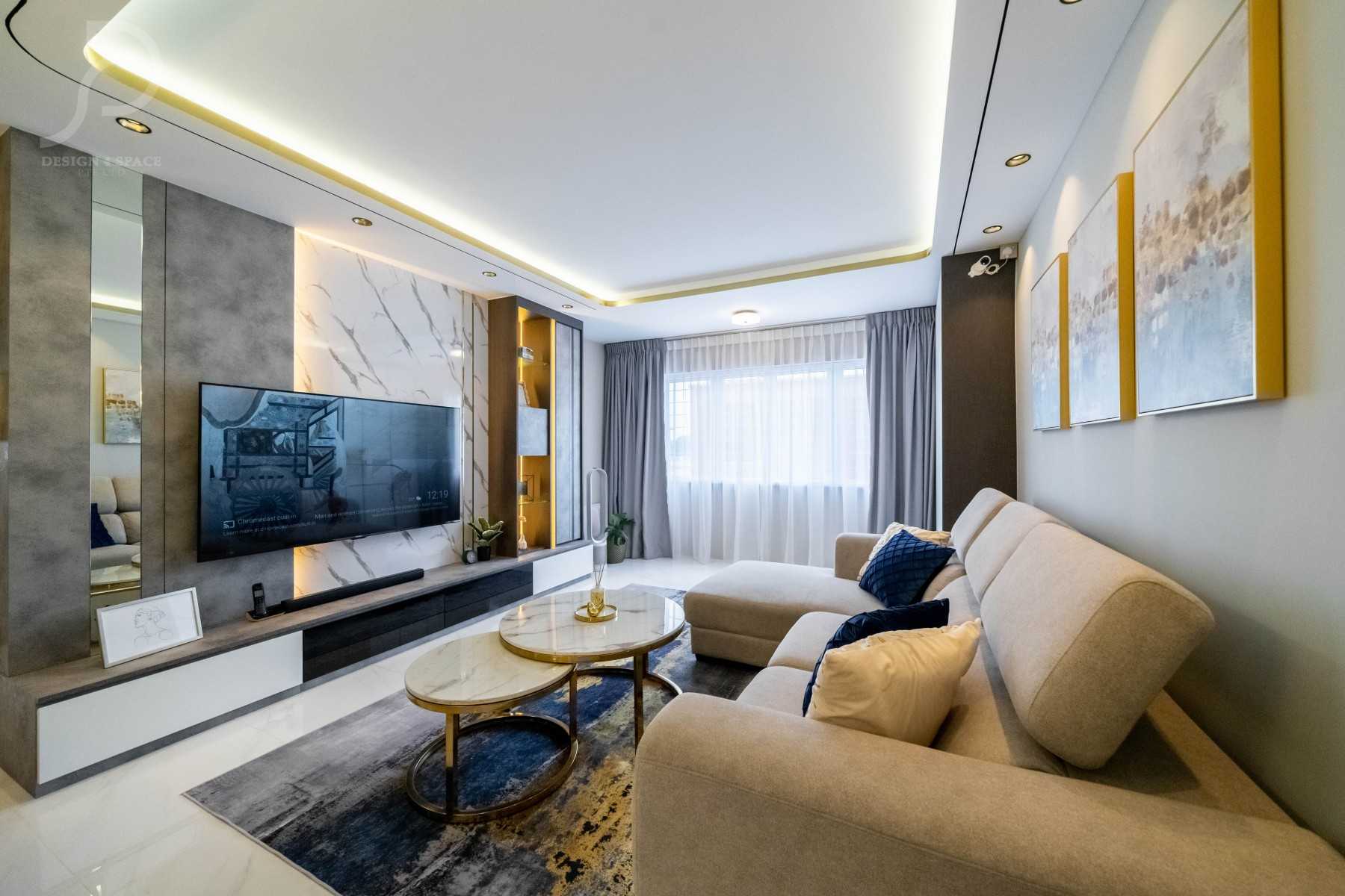 Modern Living Room with TV Console and Feature Wall