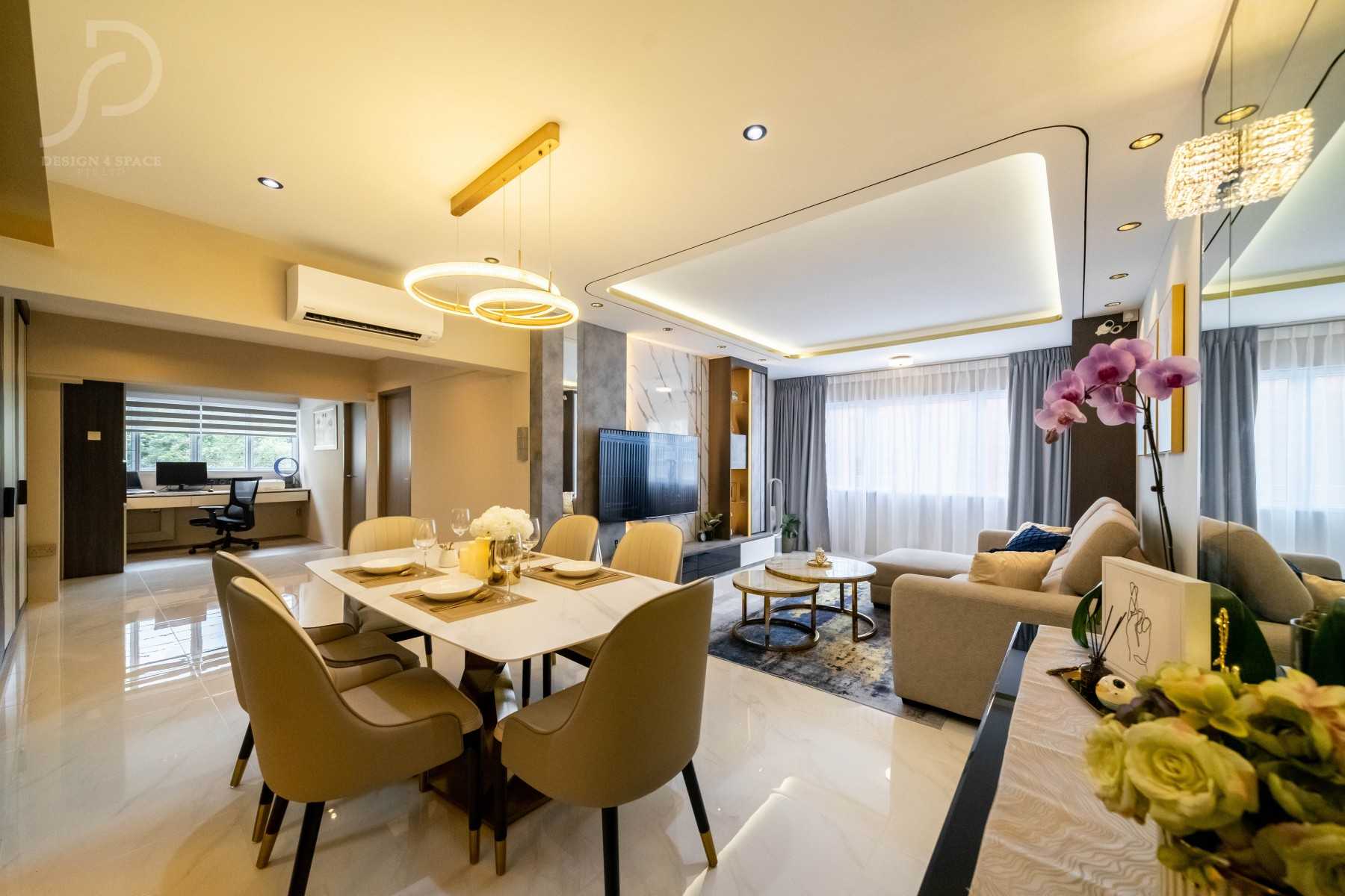 Modern Living Room with Wood Flooring and TV Console
