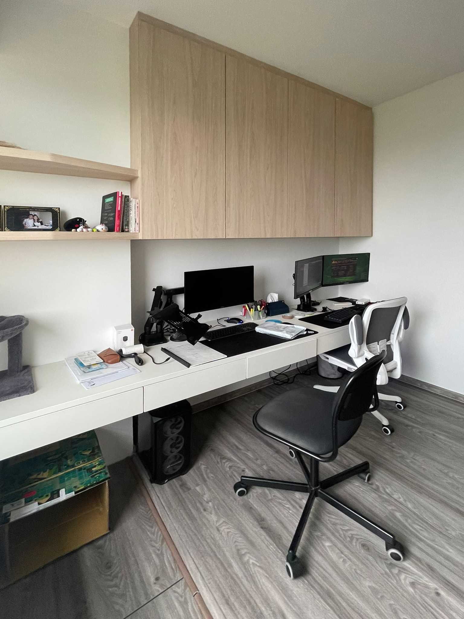 Scandinavian Study with Paintings and Desk